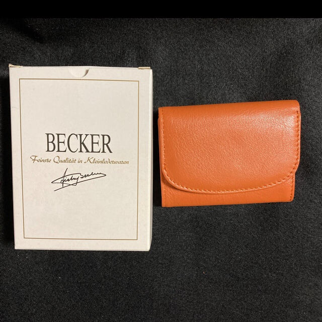 未使用　BECKER　ベッカー　極小財布 カウハイド　牛革 オレンジ