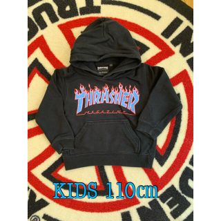 スラッシャー(THRASHER)のTHRASHER FLAMES LOGO KIDS パーカー　BLACK 110(ジャケット/上着)