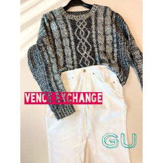 ヴァンスエクスチェンジ(VENCE EXCHANGE)のニット　GU ホワイト　デニムパンツ　バラ売り可(ニット/セーター)