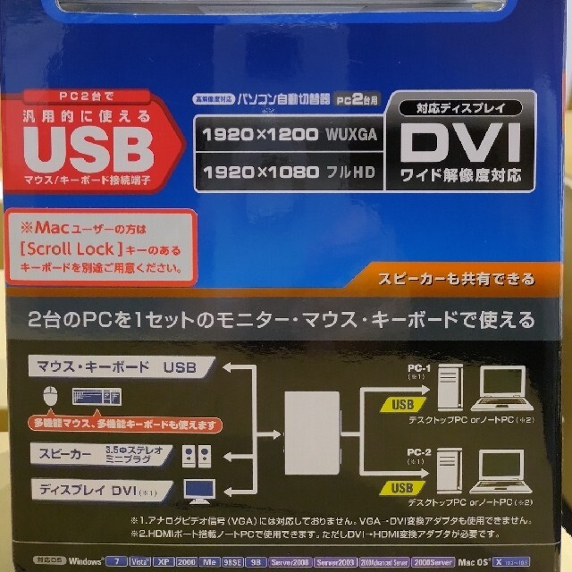 【未開封品】エレコム DVI対応パソコン切替器 KVM-DVHDU2