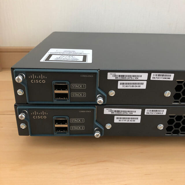 【CCNA、CCNP】2台　スタックL2スイッチ2960 4