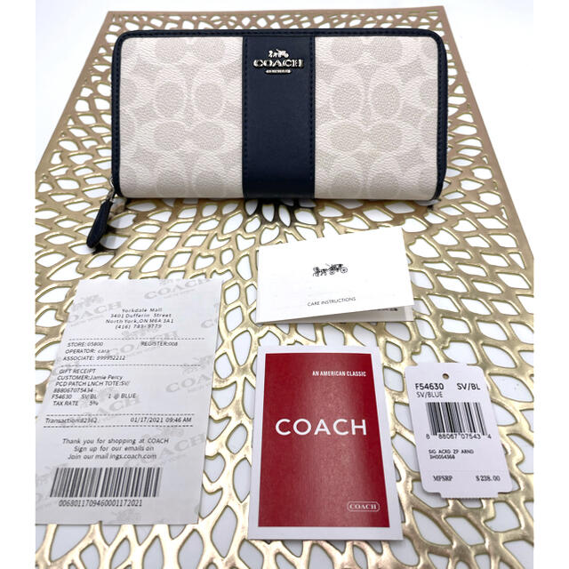 COACH(コーチ)の新品未使用⭐︎COACH コーチ 長財布　ホワイト×ネイビー　シグネチャー レディースのファッション小物(財布)の商品写真