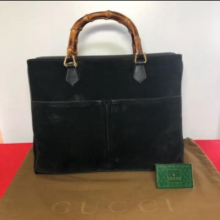 グッチ(Gucci)の【美品】☆OLD GUCCI Vintage "バンブー ハンドバック　黒(ハンドバッグ)