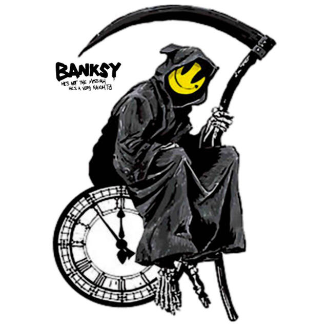 【BANKSY】新品 バンクシー 死神 ピンク ビッグ プリント Tシャツ