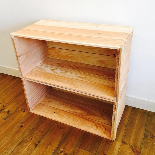 新品 りんご箱 2箱 // ウッドボックス 収納 木箱 家具 棚 シェルフ
