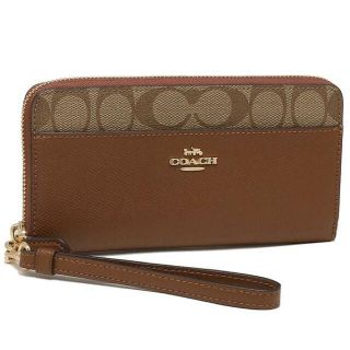 コーチ(COACH)の新品未使用COACH長財布アコーディオンジップレディースカーキ/ブラウン(財布)