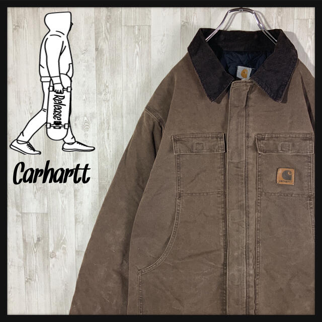 Carhartt デトロイトジャケット ブラック 襟コーデュロイ USA製