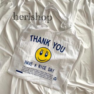 海外 スマイル ニコちゃん トート エコバッグ thank you tote(エコバッグ)