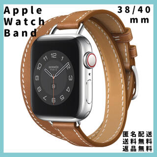 アップルウォッチ(Apple Watch)のAppleWatch 38/40mmドゥブルトゥールレザーストラップ【ブラウン】(腕時計)