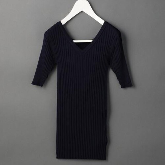 美品　6(ROKU)＞RIB SHORT SLEEVE KNIT/ﾘﾌﾞﾆｯﾄ レディースのトップス(ニット/セーター)の商品写真