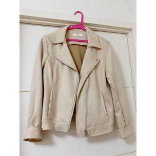 ダブルクローゼット(w closet)のwcloset スエード ライダースジャケット ピンクベージュ(ライダースジャケット)