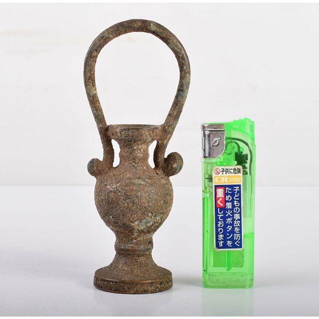 古銅 椿渓造 一輪挿 花器 共箱 C R3922-