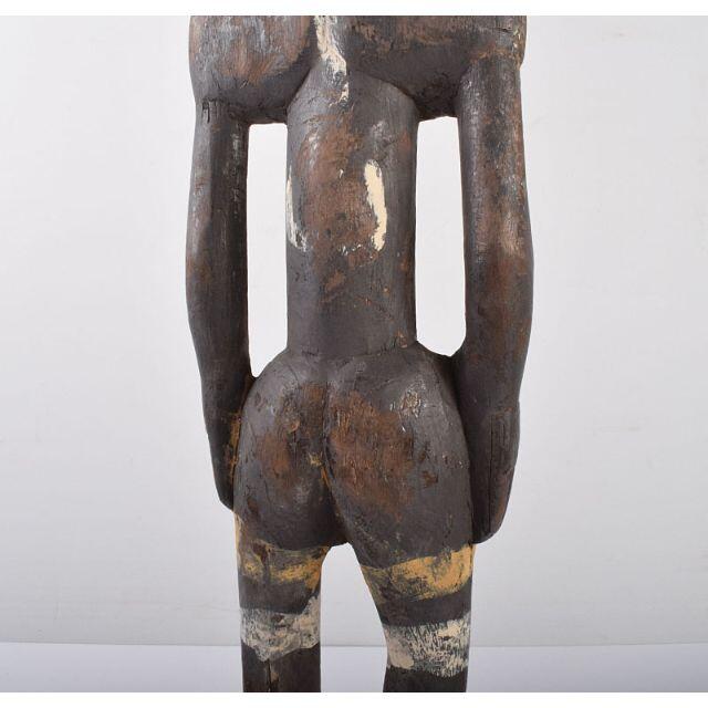 東南アジア・アフリカン美術　彩色木彫　人物像　置物　C　R3936B美術品/アンティーク