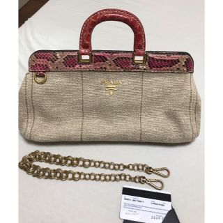 プラダ(PRADA)のプラダ パイソン 型押 ハンドバッグ 直営 正規購入 2WAY 美品(ハンドバッグ)