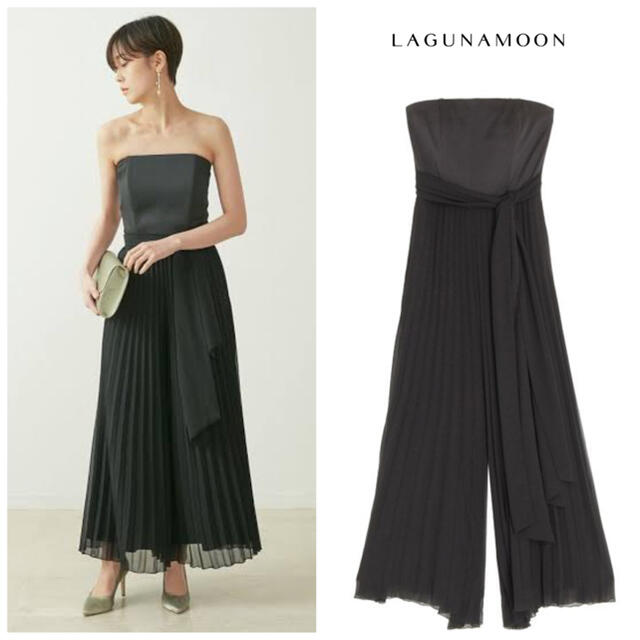 LagunaMoon - 美品 ラグナムーン ロングパンツドレス S 袖なし ベア ブラック 黒