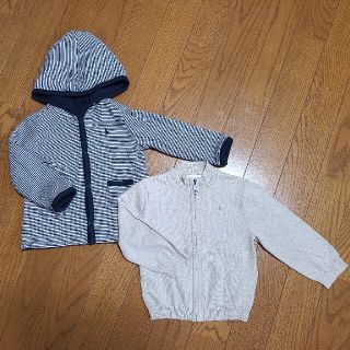 バーバリー(BURBERRY)のラルフローレンパーカーバーバリーニット80cmリバーシブルネイビーベージュ男の子(ジャケット/コート)