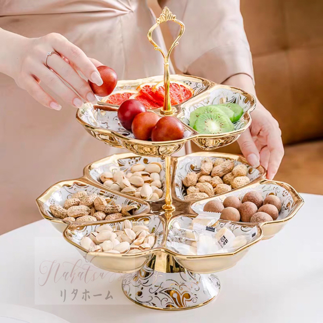 ケーキ スタンド プレート 2段セット アフタヌーンティー フルーツ トレー 皿 3