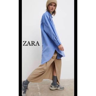 ザラ(ZARA)のZARA オーバーサイズ　コーデュロイ仕様シャツ　ブルー　完売(シャツ/ブラウス(長袖/七分))