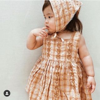 キャラメルベビー&チャイルド(Caramel baby&child )の新品タグ付き【訳あり】apolina kids チェックワンピース風ロンパース (ワンピース)