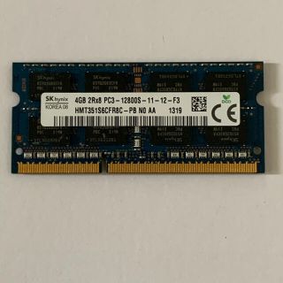 ノートパソコン用メモリ4GB×1計4GB PC3-12800S(ノートPC)