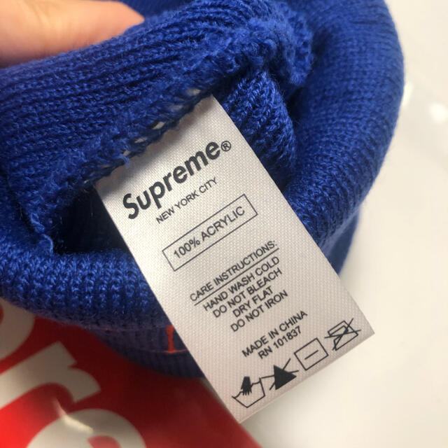19AW Supreme Outline Beanie ブルー - ニット帽/ビーニー