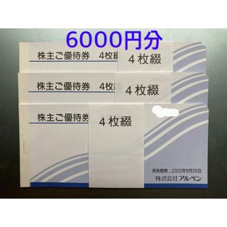 アルペン 株主優待 6000円分(ショッピング)