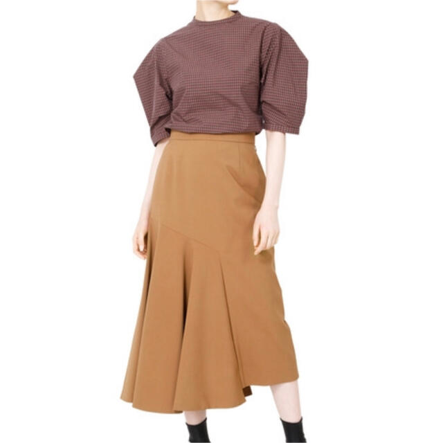 LE CIEL BLEU(ルシェルブルー)の美品  Check Statement Sleeve Tops レディースのトップス(カットソー(半袖/袖なし))の商品写真