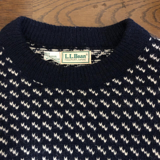 L.L.Bean(エルエルビーン)の90's L.L.Bean エルエルビーン　バーズアイ　ニット　ノルウェー製 メンズのトップス(ニット/セーター)の商品写真