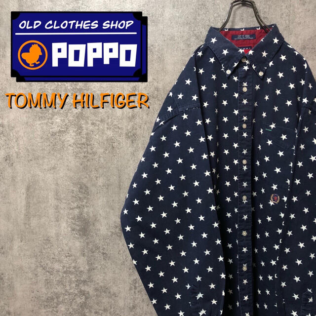 ネイビー TOMMY HILFIGER - 【peko様専用】トミーヒルフィガーオールド刺繍ロゴ星柄ドット柄総柄シャツの パンツと