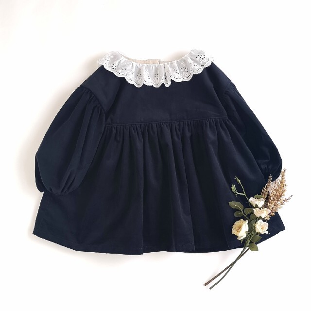 濃紺コーデュロイワンピース キッズ/ベビー/マタニティのキッズ服女の子用(90cm~)(ワンピース)の商品写真