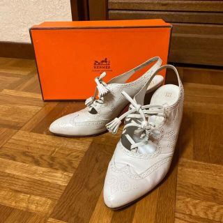 エルメス(Hermes)の＊HERMESエルメス＊レースアップヒール白(ハイヒール/パンプス)