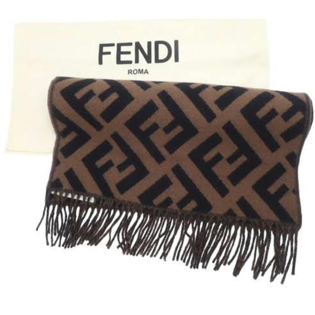 ファッション小物fendi フェンディ　ブラウンカシミヤマフラー　国内正規品　完売品