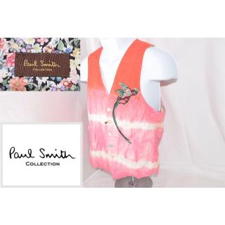 ポールスミス(Paul Smith)の新品☆Paul Smith COLLECTION 鳥柄刺繍麻ベスト☆ピンク ☆M(ベスト)