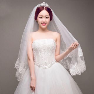 ウエディングベール　90cm ベールダウンOK コーム付き　結婚式　ブライダル(ウェディングドレス)