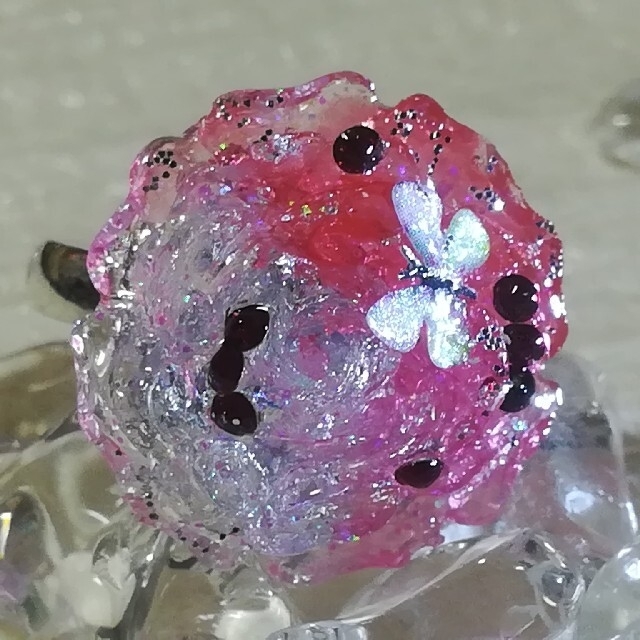 ❀レジンリング薔薇蝶❀clear silverred pink❀の通販 by hana ❀レジンリング薔薇&蝶々❀sweet rose princess❀