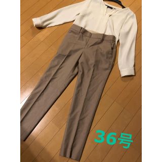 ノーリーズ(NOLLEY'S)の[週末お値下げ]36 号　NOLLEY’s ウール ベージュ テーパードパンツ(クロップドパンツ)