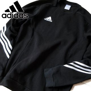 アディダス(adidas)の美品 M アディダス メンズ 裏起毛 スウェット/トレーナー ブラック(スウェット)