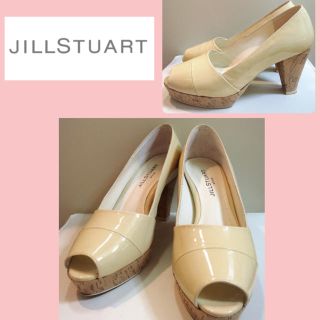 ジルスチュアート(JILLSTUART)のジルスチュアート♡エナメル オープントゥ パンプス ベージュ♡(ハイヒール/パンプス)