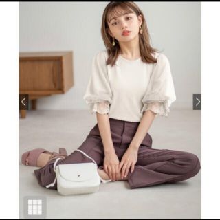 グレイル(GRL)のGRL 袖チュールバックリボンテレコトップス L(シャツ/ブラウス(長袖/七分))