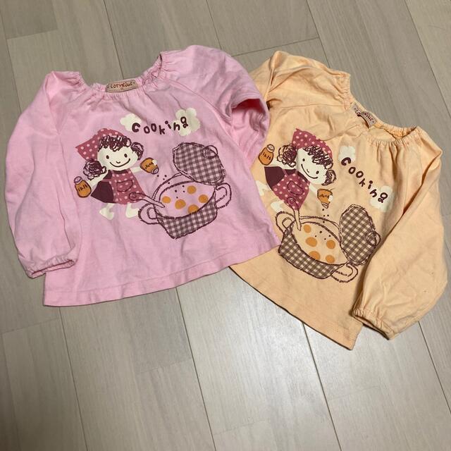 しまむら(シマムラ)のしまむら スモッグ 90 ピンク＆オレンジ キッズ/ベビー/マタニティのキッズ服女の子用(90cm~)(Tシャツ/カットソー)の商品写真