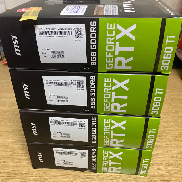 即日発送】 新品未開封 geforce rtx 3060ti LHR 4枚set PCパーツ