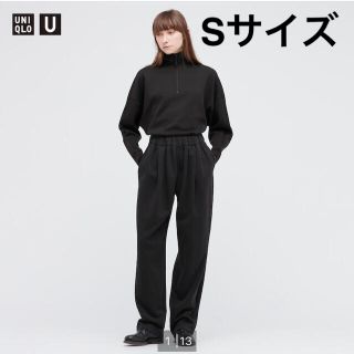 ユニクロ(UNIQLO)のユニクロユー　スウェットギャザーパンツ　Sサイズ　ブラック　新品タグ付き(カジュアルパンツ)