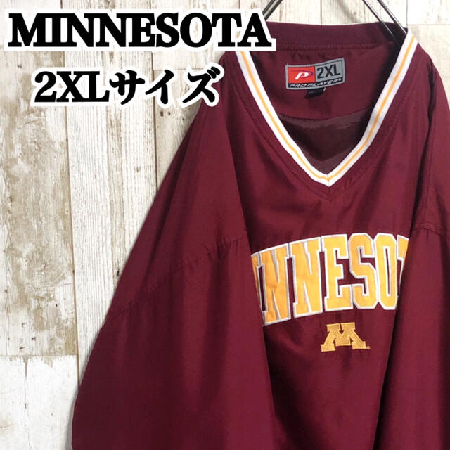 ヴィンテージ 2XL MINNESOTA 刺繍 プルオーバー ナイロンジャケット古着堂A-2037