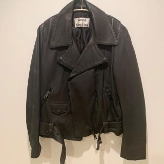 アクネ(ACNE)の値下✨ACNE STUDIOUS アクネレザーライダースジャケットブラック(ライダースジャケット)