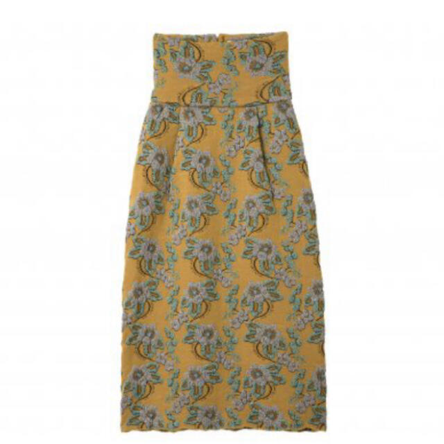 TAN FLOWER MOTIF SKIRT ニット 刺繍 スカート レディースのスカート(ロングスカート)の商品写真