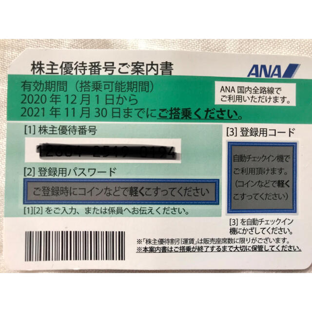 ANA(全日本空輸)(エーエヌエー(ゼンニッポンクウユ))のANA株主優待券　１枚 チケットの優待券/割引券(その他)の商品写真