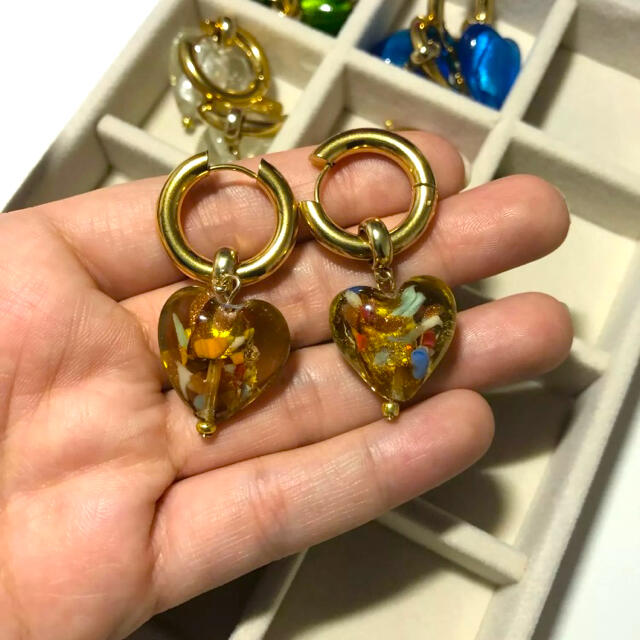 Ron Herman(ロンハーマン)のNo.44  2way clear vintage heartピアス*gold レディースのアクセサリー(ピアス)の商品写真