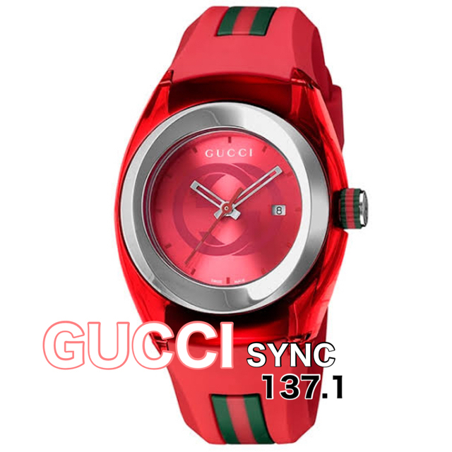 Gucci(グッチ)の【10/29まで出品最終値下】GUCCI Watch SYNC ⭐︎レッド メンズの時計(ラバーベルト)の商品写真