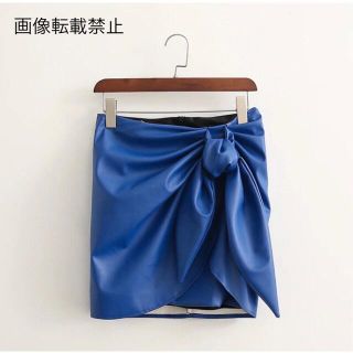 ザラ(ZARA)の🎃10月新作👻6141◆blue ブルー フェイクレザー PU ミニスカート(ミニスカート)