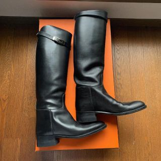 エルメス(Hermes)のHERMES 美品　ケリーブーツ　ジャンピングブーツ　ロングブーツ 黒(ブーツ)